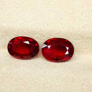 SGARIT Ensemble de rubis ovales assortis de qualité supérieure 2.08CT 2.09CT, gemme brute naturelle non chauffée rouge sang de pigeon pour bijoux de créateur (boucles d'oreilles) - Product Image 6