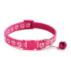Collar de nailon ajustable con estampado de pata multicolor para perros y gatos con campana - Product Image 6