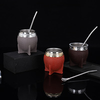 Tasse à Yerba Maté en Acier Inoxydable Effet Crocodile avec Paille pour le Thé et l'Usage Quotidien
