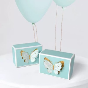 Boîte à bonbons pliable 3D en forme de papillon, vert menthe, en carton, cadeau carré, réutilisable, pour mariage, fête, décoration, <span class=keywords><strong>chocolat</strong></span>, vide - Product Image 6