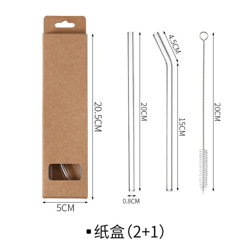 Cardboard box packaging - [2 straws, 1 cleaning brush]