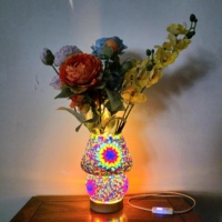 Lampe de table USB en forme de champignon, style turc, mosaïque, pour salon, décoration florale, petite lampe de table