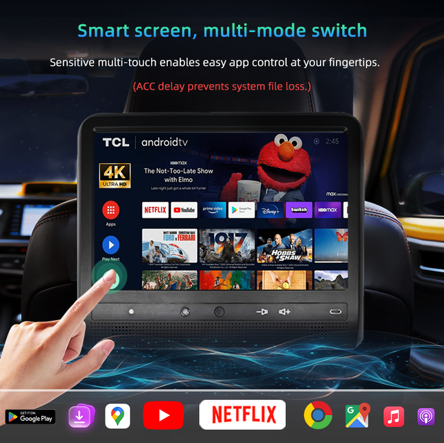 OEM Taxi Rear Seat Advertising Screen 10.1" HD Android Headrest Tablet Display 4G WIFI for Taxi Passenger Advertisement
