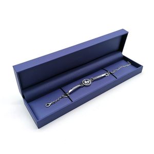 Nuevo rectángulo cuadrado azul cuero joyero personalizado al por mayor anillo COLLAR COLGANTE caja para almacenamiento de joyas - Product Image 4