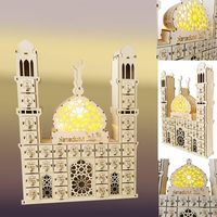 Calendrier LED 2026 Décoration d'armoire Eid Mubarak Compte à rebours Calendrier du Ramadan Boîte en bois Décoration Ramadan Lumières avec 30 petits tiroirs