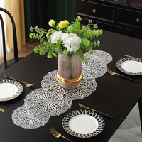 Chemin de table en PVC ajouré Mandala Sunburst, pliable, imperméable, résistant à l'huile, résistant à la chaleur, lavable, écologique