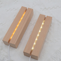 Socle de présentation rectangulaire en bois de 6 pouces avec base de lampe LED en bois pour acrylique et plexiglas, base de lampe LED intelligente en bois