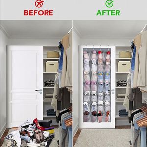 Top Sales 28 Large Breathable Mesh Pockets Fabric <b>Shoe</b> Hanging Organizer <b>Storage</b> Bag Over Door - Product Image 4