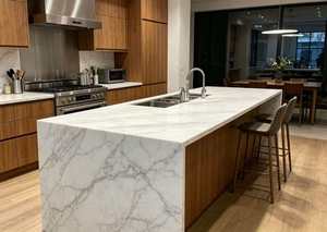 Piano di Lavoro per Isola <span class=keywords><strong>Cucina</strong></span> in <span class=keywords><strong>Marmo</strong></span> <span class=keywords><strong>Bianco</strong></span> di Carrara, Pietra Naturale Lucidata, Isola <span class=keywords><strong>Cucina</strong></span> Moderna per Interni di Ville e Case - Product Image 2