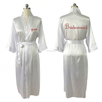Robe Kimono de Mariée en Soie Satinée pour Femme, Col en V, Taille Élastique, Longue, Vêtement d'Intérieur de Luxe, Robe de Nuit, Peignoir, Demoiselle d'honneur pour Mariage