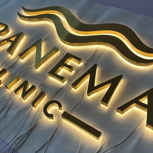 Tùy chỉnh sang trọng thép không gỉ Led Gương kim loại chữ vàng 3D signage với ánh sáng cho cửa hàng kinh doanh logo trang trí - Product Image 5