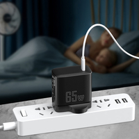 Cargador de Pared GaN de 65W PD 3.0, Adaptador de Corriente USB-C Tipo-C con Enchufe para Reino Unido, Aprobado por CE y UKCA, Cargador Rápido Ecológico para Portátiles