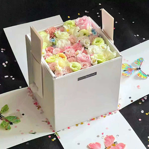 <span class=keywords><strong>Caja</strong></span> Sorpresa con Explosión <span class=keywords><strong>de</strong></span> <span class=keywords><strong>Confeti</strong></span> Grande, Mariposas y Flores en Aerosol, Hecha con Materiales Reciclados, para Cumpleaños - Product Image 1