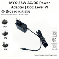 Adaptateur secteur universel MYIXI 36W interchangeable 12V/19V 3A/1.6A en matériau PC avec prise murale AC DC USB-C et connecteur 5.5x2.1mm