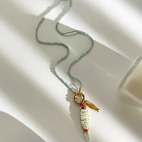 Collier DIY en acier inoxydable avec breloque en forme de poisson et pierre naturelle, bijoux de plage estivaux vibrants pour femmes