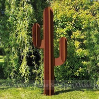 Sculpture de cactus en acier corten de grande taille, de style moderne, gravée et sculptée, de haute qualité, pour l'extérieur, Feng Shui, couleur personnalisée pour le jardin