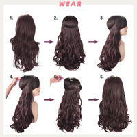 Extensions de cheveux naturels non traités Halo, marron avec mèches dorées, fil invisible réglable, une seule pièce, sans dommages, cheveux humains pour femmes