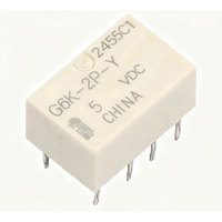 G6K-2P-Y-DC5 Original 5V 1A Two Sets of Changeover: 2C (DPDT) DIP,10x6.5mm Signal Relays, up to 2 Amps RoHS