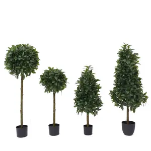 High simulated potted tree silk bay leaf laurel tree artificial topiary boxwood ball tree