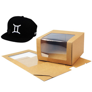 กล่องกระดาษใส่หมวกแบบขายส่งพร้อมโลโก้สั่งทำ ขายดี เป็นมิตรกับสิ่งแวดล้อม กล่องเก็บหมวกเบสบอล หมวกคาวบอย กล่องโชว์พร้อมหน้าต่าง PVC - Product Image 1