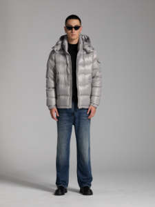 Veste d'hiver pour homme Bechance, en duvet imperméable et respirant, couleur argent métallisé, avec capuche et fermeture éclair, pour un style moderne - Product Image 5