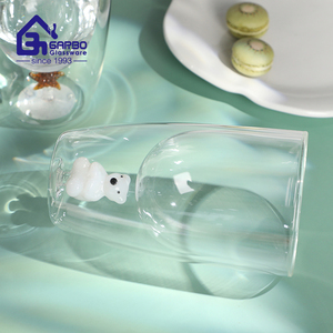 Bicchiere da Caffè in Vetro Borosilicato a Doppia Parete da 340ml, Forma di Uovo, Fatto a Mano, con Simpatici Cartoni 3D di Stelle, Ciliegie e Polari - Product Image 5