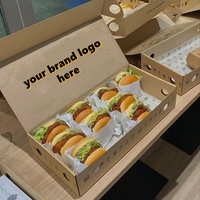Boîte à emporter écologique personnalisée pour mini-burgers, boîte en papier pour servir en partage, boîte pour poulet frit, frites, emballage pour restauration rapide