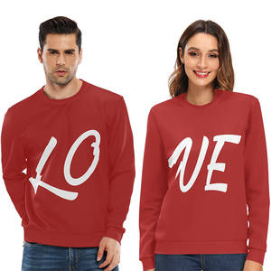 Kaus pasangan motif cinta pulover kualitas tinggi romantis nyaman kaus Valentine longgar Super lembut kain rajut panjang - Product Image 1