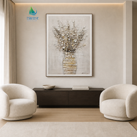 Peintures de natures mortes personnalisées, peinture à l'huile abstraite faite à la main sur toile, bouquet de fleurs avec vase, tableau mural, décoration intérieure