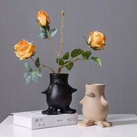 Vase en céramique créatif en forme de pingouin, style crème, fait main, antique, petit, pour décoration de salon ou de bureau, vase hydroponique