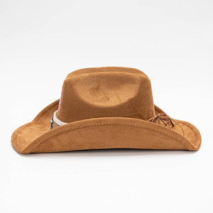 Chapeau de cowboy vintage en faux daim avec bande ornée d'étoiles, patch drapeau nord-américain, chapeau de cowboy western pour hommes et femmes - Product Image 3