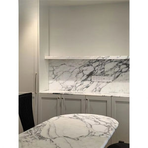 Dalle de marbre Calacatta naturel de luxe en provenance d'Italie, fond blanc pur avec un motif de veines audacieux pour le dessus de table et le dosseret mural - Product Image 2