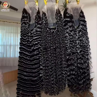 Perruque en cheveux naturels vietnamiens longs bruts, ondulés profonds, bouclés birmans, avec dentelle frontale HD, cheveux indiens vierges, lisses crépus