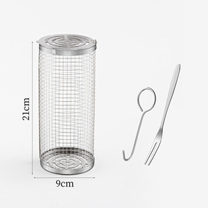 La mejor cesta para asar barbacoa doméstica, cilindro de malla de alambre de acero inoxidable con Red rodante para asar al aire libre - Product Image 4