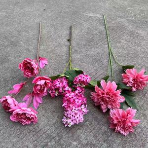 Fleurs artificielles en soie rouge <span class=keywords><strong>rose</strong></span> neuves d'usine pour la décoration de la maison et des mariages - Product Image 6