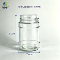 Pot alimentaire cylindrique en verre à double anse filetée, récipient transparent polyvalent pour la maison et la vente en gros commerciale