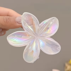 กิ๊บติดผมแฟชั่นผู้หญิง ดงดง ขายส่ง แบบมีประกาย หวาน น่ารัก ขนาด 8 ซม. รูปทรงดอกไม้ไข่หลากสี ทำจากพลาสติก - Product Image 6