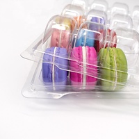 Boîte de présentation transparente en plastique PET pour macarons, avec 18 emplacements, pour desserts et biscuits