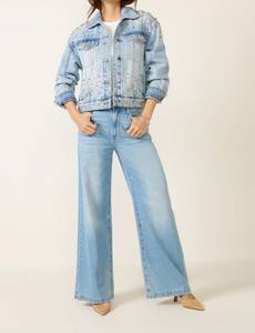 Chaqueta Corta de Mezclilla de Invierno Diamonds in the Sky con un Solo Botón, Forro de Seda con Borlas y Diseño Transpirable - Product Image 2