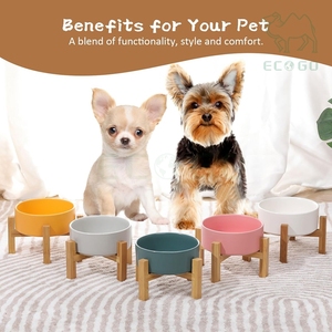 Bol surélevé de luxe personnalisé pour chien et chat, gamelle surélevée pour animaux de compagnie avec support en bambou - Product Image 2