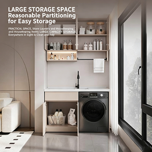 <span class=keywords><strong>Mueble</strong></span> de Lavandería Integrado Personalizado <span class=keywords><strong>para</strong></span> Balcón con Fregadero, Tabla de Lavar y Lavabo - Product Image 2
