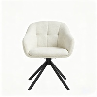 Chaise de salle à manger pivotante moderne avec accoudoirs fixes et base en métal, chaise de salon, chaise de bureau, fauteuil