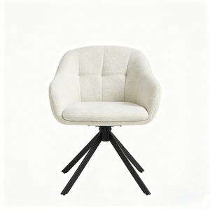 Chaise de salle à manger pivotante moderne avec accoudoirs fixes et base en métal, chaise de salon, chaise de bureau, fauteuil - Product Image 3