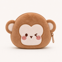 Porte-monnaie en peluche singe mignon, pochette douce en peluche, sac à monnaie de dessin animé, cadeau pour étudiants