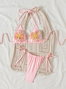2025 nouvelle mode européenne et américaine Sexy Bikini sépare <span class=keywords><strong>maillot</strong></span> <span class=keywords><strong>de</strong></span> <span class=keywords><strong>bain</strong></span>-<span class=keywords><strong>rose</strong></span> plage vacances deux pièces - Product Image 5