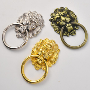 Chinese Style Lion Head Zinc Alloy <b>Drawer</b> Handle Ring Brushed Bronze <b>Silver</b> Gold Durable Furniture <b>Knob</b> - Product Image 3