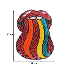 Bán Buôn Thấp Moq Kích Thước Lớn Phụ Nữ Sexy Lip <span class=keywords><strong>Sequin</strong></span> Các Bản Vá Lỗi Đầy Màu Sắc Long Lanh 3D Sắt Trên May Trên Thư Thêu Appliques - Product Image 5
