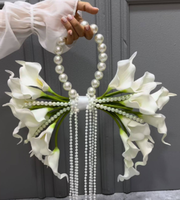 Bouquet de mariée de haute qualité, fleurs artificielles, calla, chaîne de perles, bouquet de mariage, arrangement floral à tenir à la main, décoration