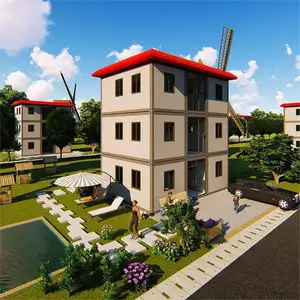 Prefabrik ofis binası ücretsiz tasarım hizmeti CAD ve etkisi çizim düz paketi 2 katlı konteyner Modern konteyner ev