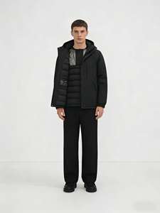 Jaqueta Térmica Masculina de Inverno |   Softshell Grosso de 240g com Capuz Acolchoado |   Casaco Casual com Zíper à Prova de Vento em Mistura de Poliéster e Algodão - Product Image 3